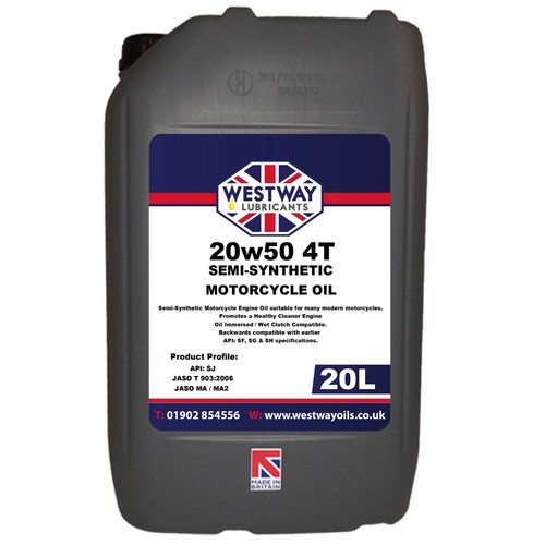 20w50 SemiSynthetic Motorcycle Oil 4 Stroke API SJ JASO MA / MA2 20