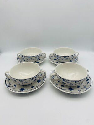 Masons Made in England Form Blue Denmark Suppentasse mit Teller 4 Stück Ø 16cm