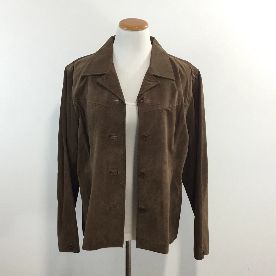 Van Heusen Womens Sz XL Brown Suede Shirt Style Jacket Fully Lined Great Look XL - Image 3 of 4