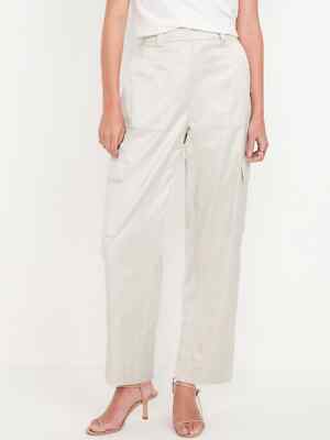 Old Navy Silver Wide Leg Trousers Old Navy Satin Cargo Barrel Wide