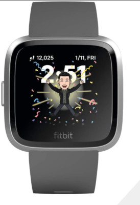 Fitbit FB415SRGY Versa Smart Watch - Charcoal/Silver Small + Large