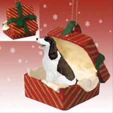 Springer Spaniel Liver Dog RED Gift Box Holiday Christmas ORNAMENT