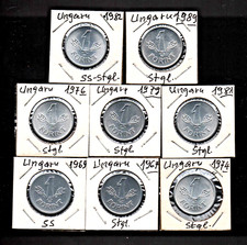 1 Forint Coins 1969, 1974, 1976, 1979, 1981, 1982, 1989, BU