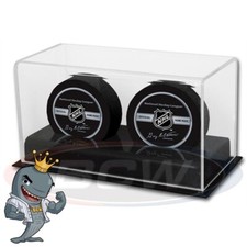 BCW Deluxe Acrylic Black Base Double Puck Dis...