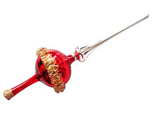 alt Glas Christbaumspitze Mundgeblasen Borte Baumspitze leonische Drähte 2farbig