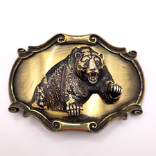 Raintree BEAR Belt Buckle Brown or Grizzly 3D Belt Buckle Vintage 1970 80s