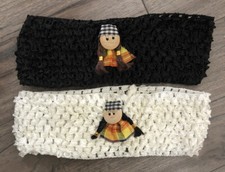 Fall Or Thanksgiving Baby Headbands White And Black With Pilgrims Elastic