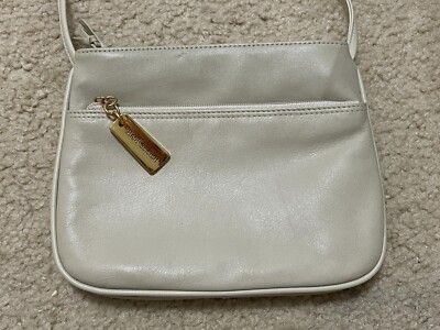 Giani Bernini Cream Leather Shoulder Handbag Purse Bag