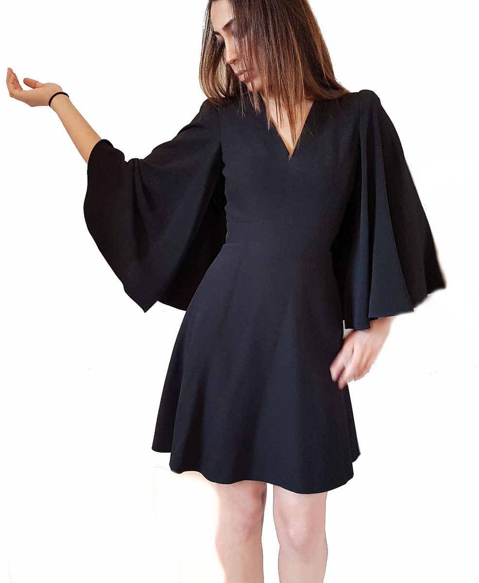 ワンピース Alexander Mcqueen Black Wool Crepe Mini Dress Alexander McQueen Fluted Stretch-crepe Mini Dress — UFO No More