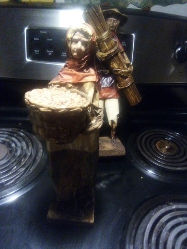 Vtg Mexican Corn Leaf Paper Mache Folk Art Male Female Elder Harvest Figures 12" - Picture 4 of 9