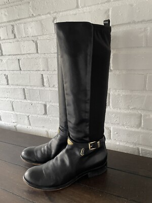 Michael Kors EQUESTRIAN Tall Riding Black Leather Women Boots