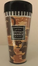 NEW VisionUSA Corner Bakery Acrylic Double Wall Oval Tumbler Mug w/lLid 16 oz