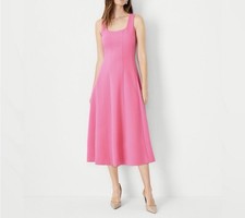 NWT Ann Taylor Paneled Flare Midi Dress in Pink Charm Size 6