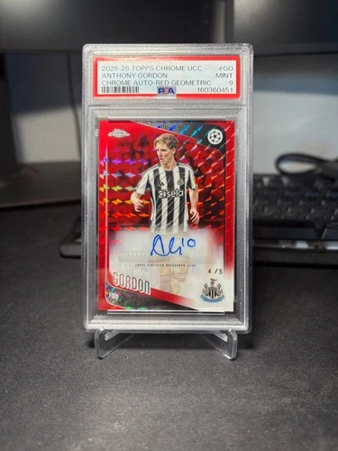 2025-26 Topps Chrome UCC Anthony Gordon Chrome Auto Red Geometric /5 PSA 9