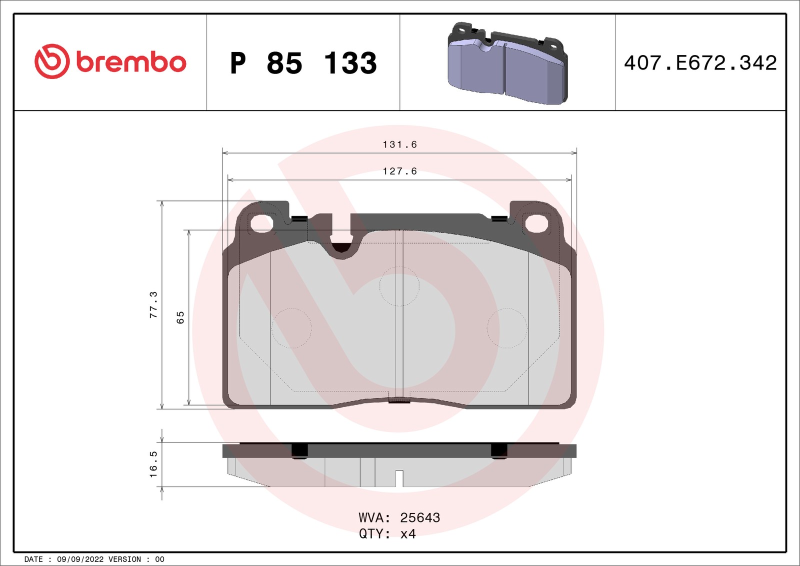 Brake Pads Set Front Brembo P85133 8R0698151AB 95B698151H 8R0698151AD 8R0698151D - Image 35