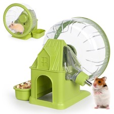 4in1 Quiet Hamster Exercise Wheel House Bottle Bowl Hideout Green