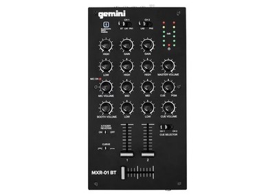 Gemini MXR-01BT 2-Channel DJ Mixer w/Bluetooth Compact Pro Design