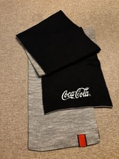 Coca-Cola Strickschal Wenderschal Schwarz Grau Gestickt Schal Winter 150cm