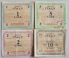 Italy AMC WWII 1 to 10 Lire 1943, Lot of 4