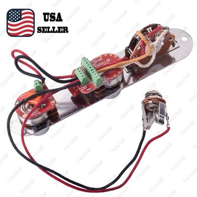 Solderless Control Plate Brass shaft Pot w/ 3-Way Switch Wiring Harness for Tele