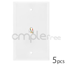5pcs White 6P4C Phone Jack Wall Plate RJ-11 RJ 12 Telephone Modular Lot NEW