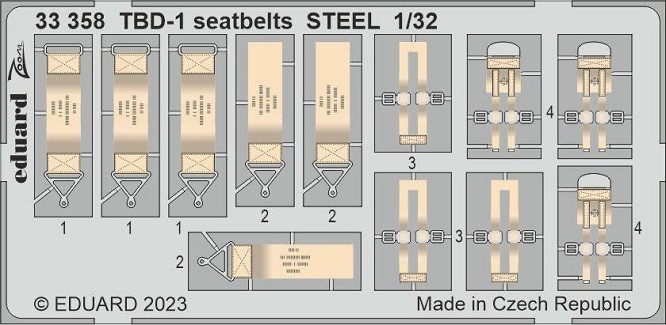 Eduard Accessories 33358 - 1:32 TBD-1 Seatbelts STEEL 1/32 TRUMPETER - New