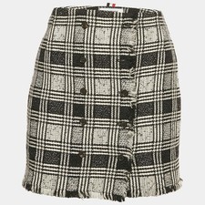 Thom Browne Black Tweed Raw Edge Mini Skirt L