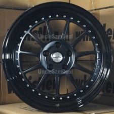 18x9.5 5x114.3 22 Offset Whistler Sk11 Satin Black Gloss Lip 11 Spokes 4 Wheels