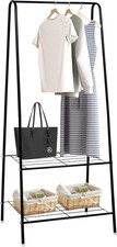 HOFLERA Clothes Rail Stand Garment Coat Rack with Metal Shelf, 1.5m Black