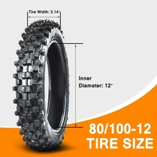 Rear 80/100-12 3.00-12 Tire and Inner Tube for 110cc 125cc CRF70 CRF110 XR70 KLX
