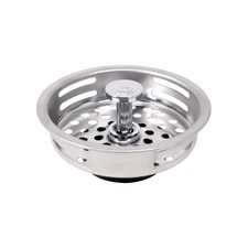 Kitchen Sink Drain Basket Stainless Steel Flat Bottom 3-1/2" Durable with Rubber