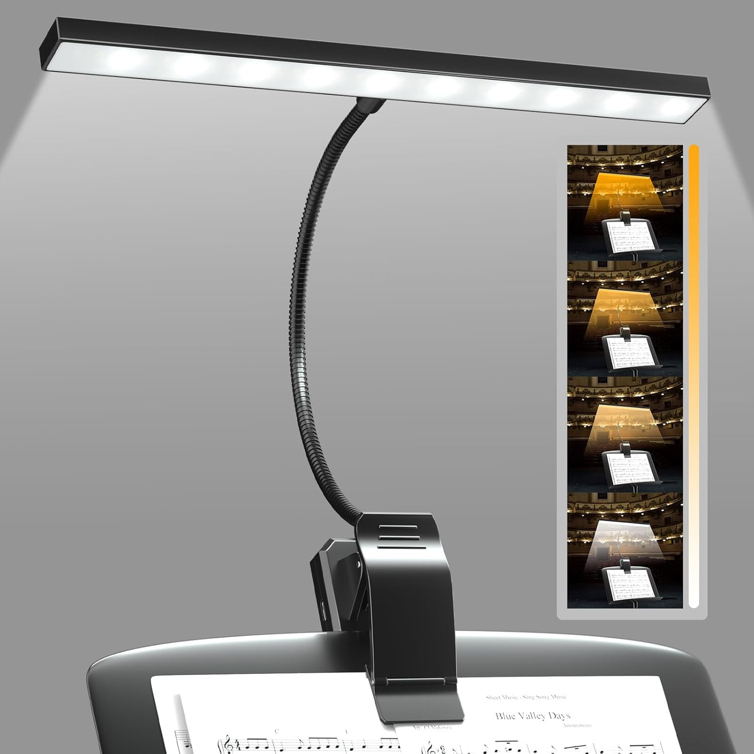 Luce a 30 LED per Leggio, Luce a Clip per Leggio, Luce Ricaricabile USB per Pian