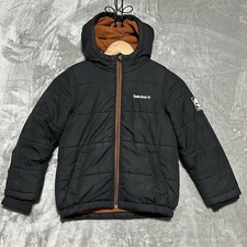 Timberland Puffer Jacket Boys Size L 6 Black Fleece Lined Outdoors Coat Casual