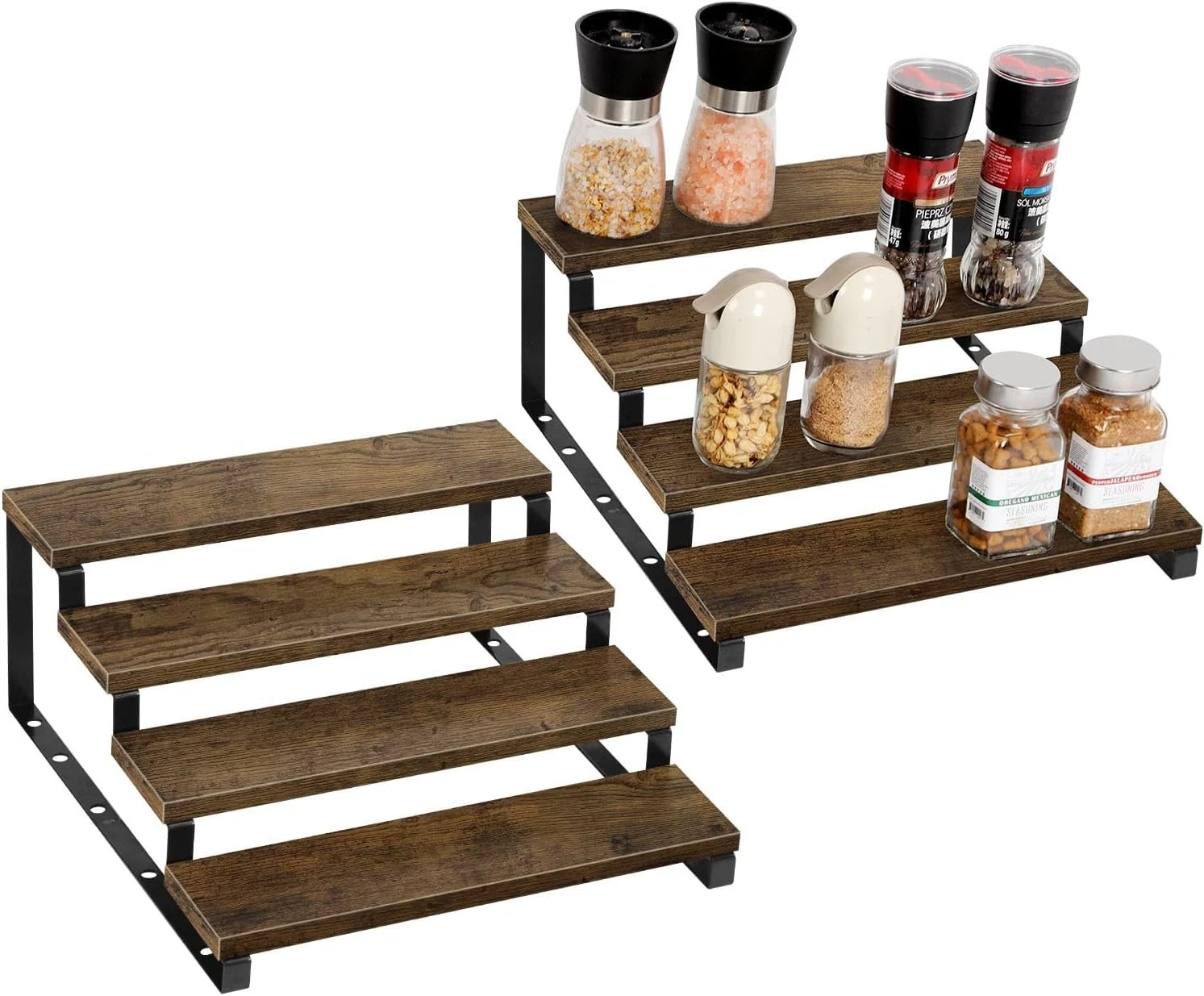 2Pack 4Tier Expandable Spice Rack Organizer Adjustable Step Shelf Storage Holder