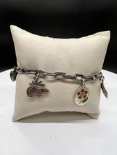 Carolyn Pollack Sterling Silver 7.25” Bracelet 6 Charms RMT, DH, AR, 925, 14k