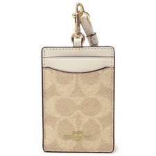 COACH Outlet ID Lanyard Signature Canvas CZ285 Sand/chalk