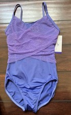 NWT Motionwear Small Adult Purple with Sheer Sparkle Top Ballet Dance Leotard