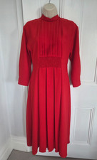Prada red runway crepe pleat front midi dress IT 40, UK 8