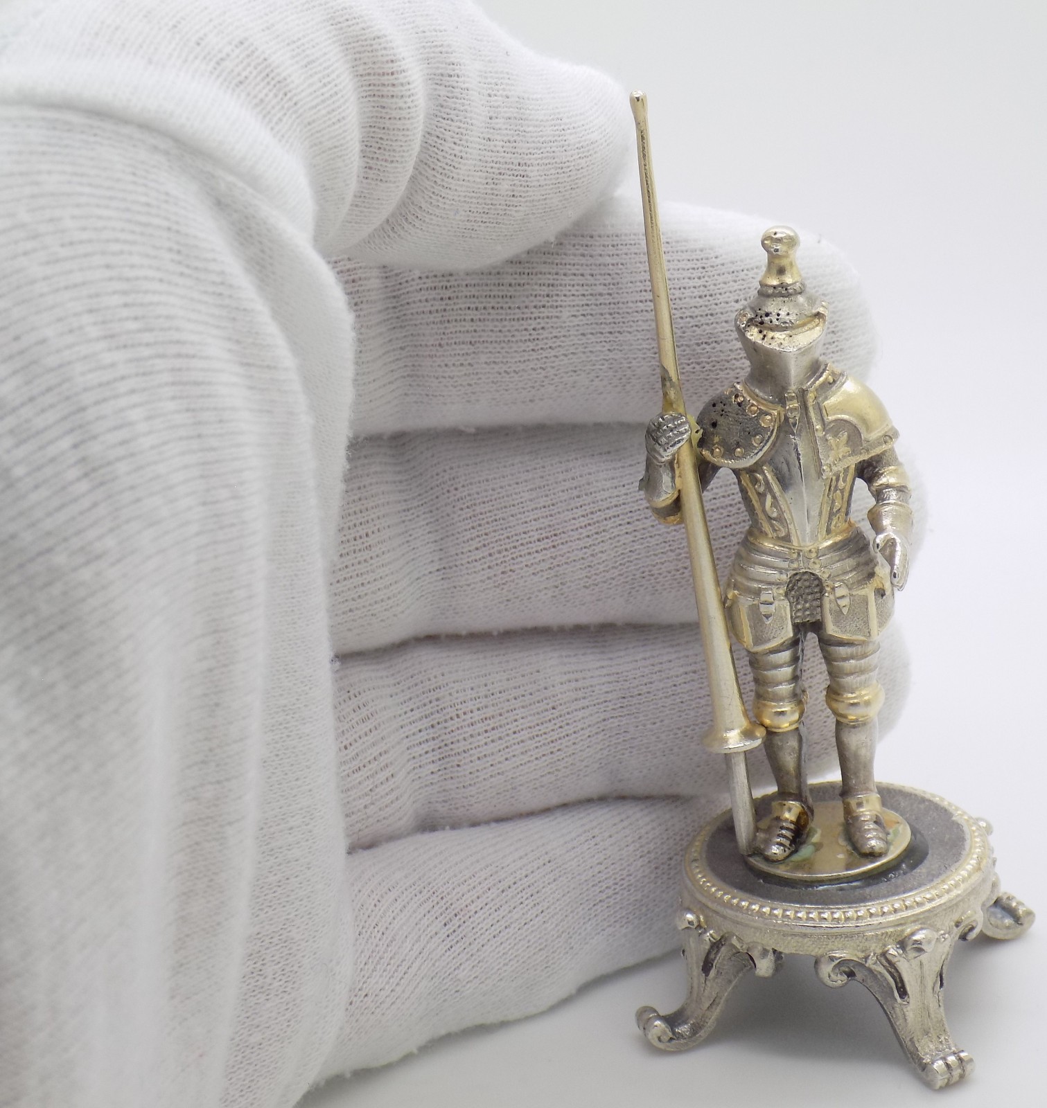 Vintage Italian Genuine Silver Medieval Knight Detailed Figurine Made in Milan