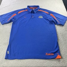 Florida Gators Polo Shirt Mens Large Blue Nike Dri Fit Short Sleeve Football