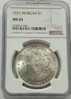 1921 Morgan Silver Dollar NGC MS 65