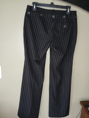 The Limited Size 6 Black Striped Work Dress Pants Slimming Button Accents - Picture 9 of 11