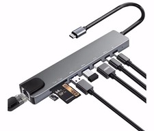 USB C Hub Ethernet 8 in 1 USB C Hub HDMI 4K 30Hz 100W PD All Type C Compatible