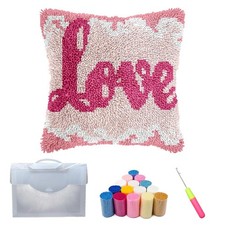 Love Latch Hook Kit,DIY Pillow Cover Cushion Craft Kits with Pre-Printed Canv...