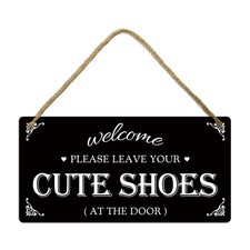 Take Off Your Shoes Sign for Front Door - Cute Welcome Wooden Plaque "Please ...
