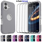 For iPhone 17 Case Heavy Duty Shockproof Triple Layer Phone Cover/Tempered Glass