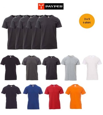 HERREN T-SHIRT HALBARM KURZARM PAYPER PRINT 100% BAUMWOLLE 3 oder 5 SHIRTS 150 gr