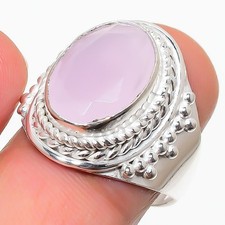 Rose Quartz Gemstone Handmade 925 Sterling Silver Jewelry All Size Ring For Gift