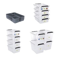 Aufbewahrungsbox mit Deckel 4er Set Kunststoffbox Stapelbox Lagerbox Regalbox