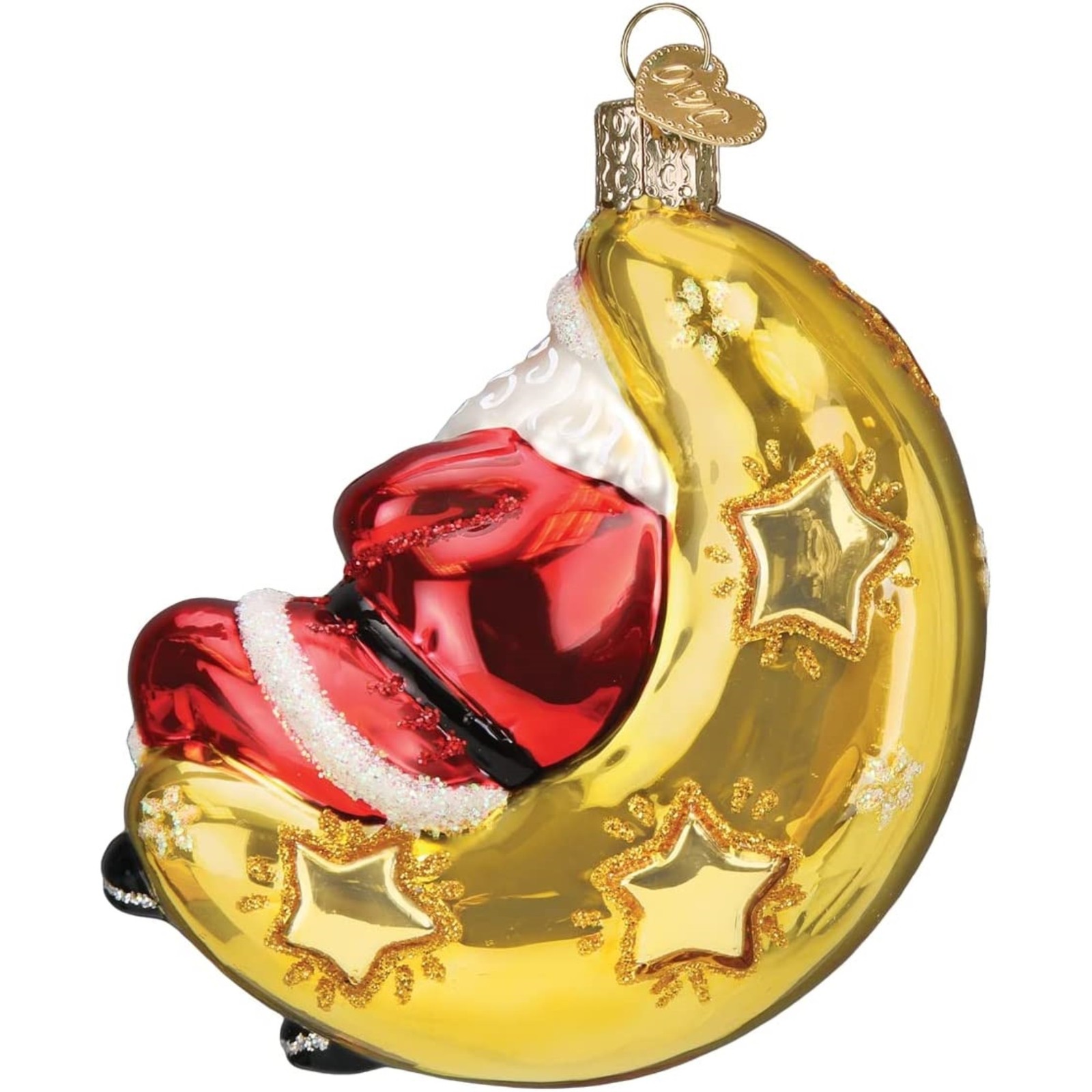 Old World Christmas Glass Blown Ornament, Moonlight Santa (With OWC Gift Box)